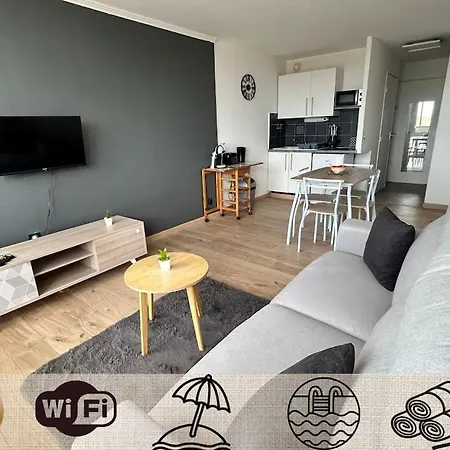 דירה Studio Lumineux, Acces Direct Plage Et Piscine קאנט אן רוסיון